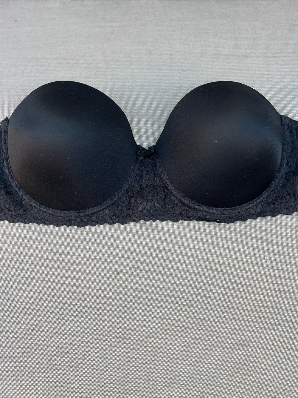 Strapless Black Lace Push-Up Bra - 36C
